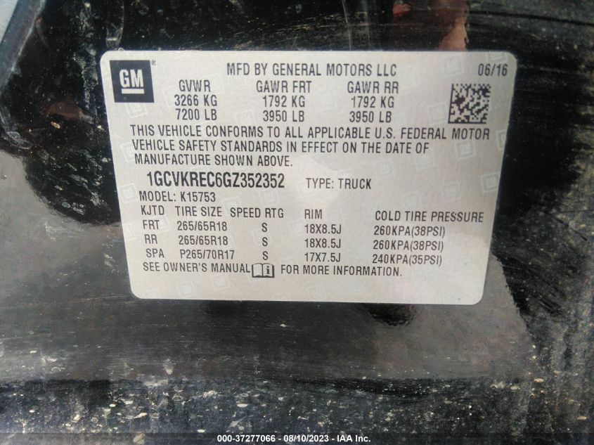 2016 CHEVROLET SILVERADO 1500 LT - 1GCVKREC6GZ352352