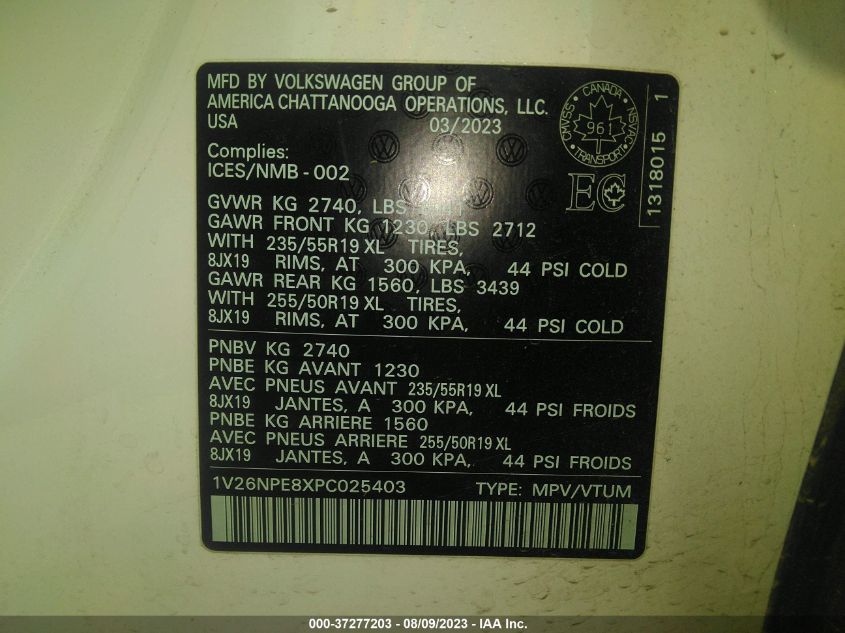 2023 VOLKSWAGEN ID.4 PRO 1V26NPE8XPC025403