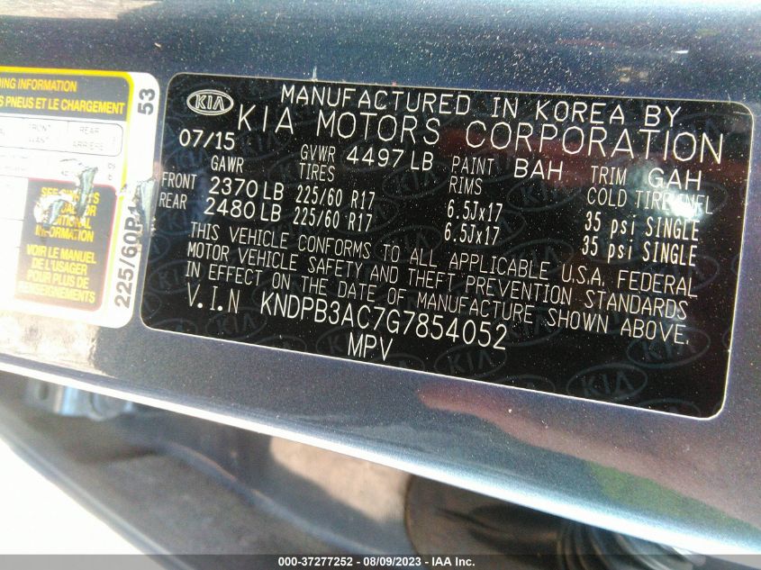 2016 KIA SPORTAGE LX - KNDPB3AC7G7854052