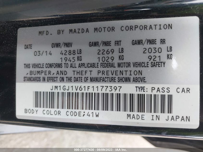 2015 MAZDA MAZDA6 I TOURING - JM1GJ1V61F1177397