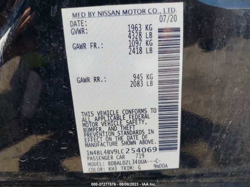 2020 NISSAN ALTIMA 2.5 S - 1N4BL4BV9LC254069