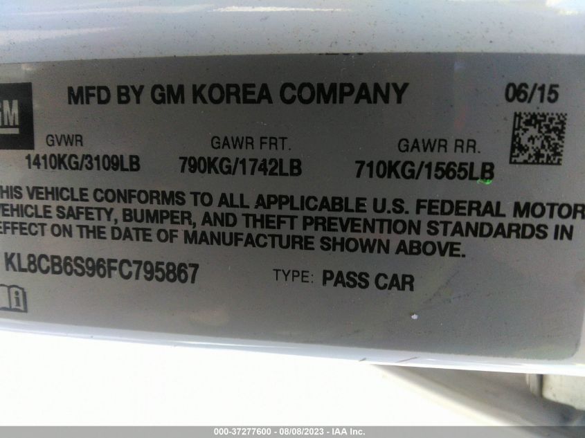 2015 CHEVROLET SPARK LS - KL8CB6S96FC795867