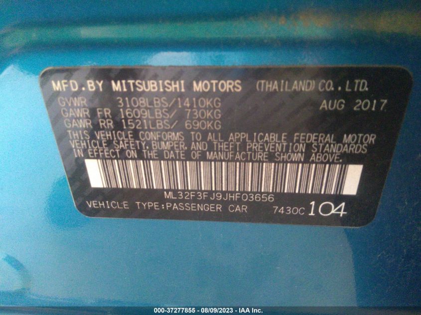 2018 MITSUBISHI MIRAGE G4 ES - ML32F3FJ9JHF03656
