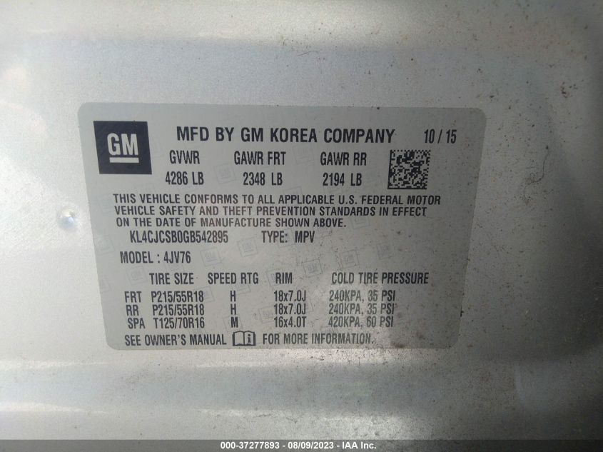 2016 BUICK ENCORE LEATHER - KL4CJCSB0GB542895