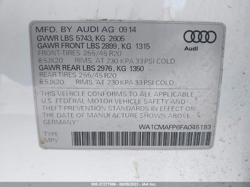 2015 AUDI Q5 PREMIUM PLUS - WA1CMAFP6FA045193