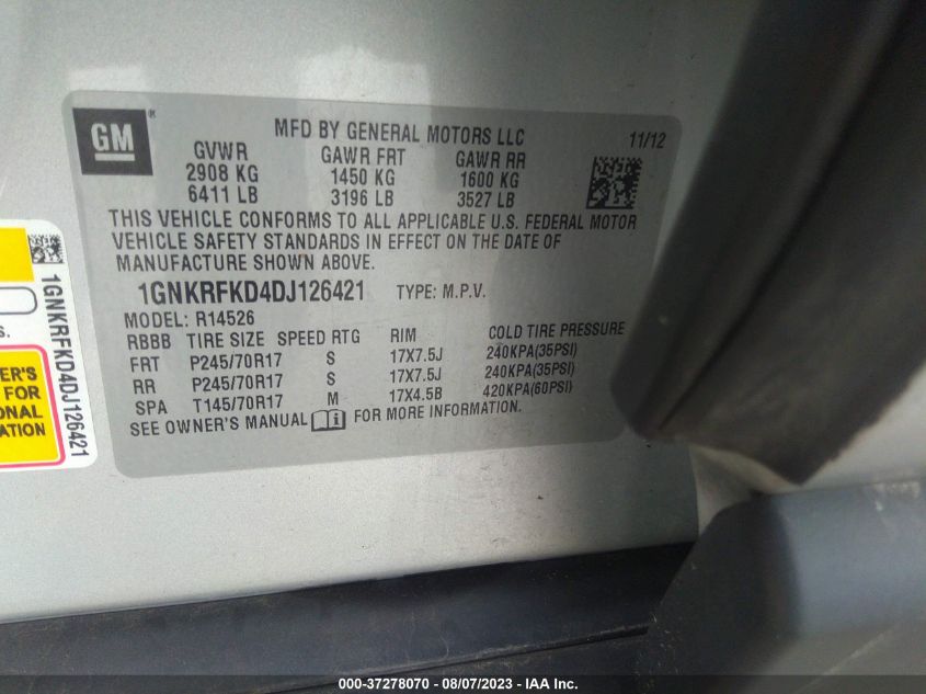 2013 CHEVROLET TRAVERSE LS - 1GNKRFKD4DJ126421