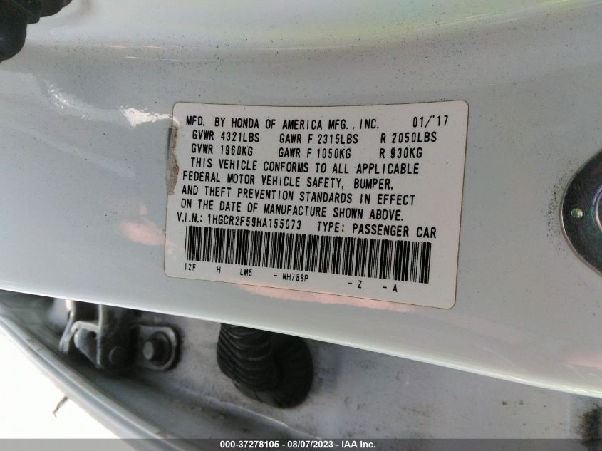 2017 HONDA ACCORD SEDAN SPORT - 1HGCR2F59HA155073