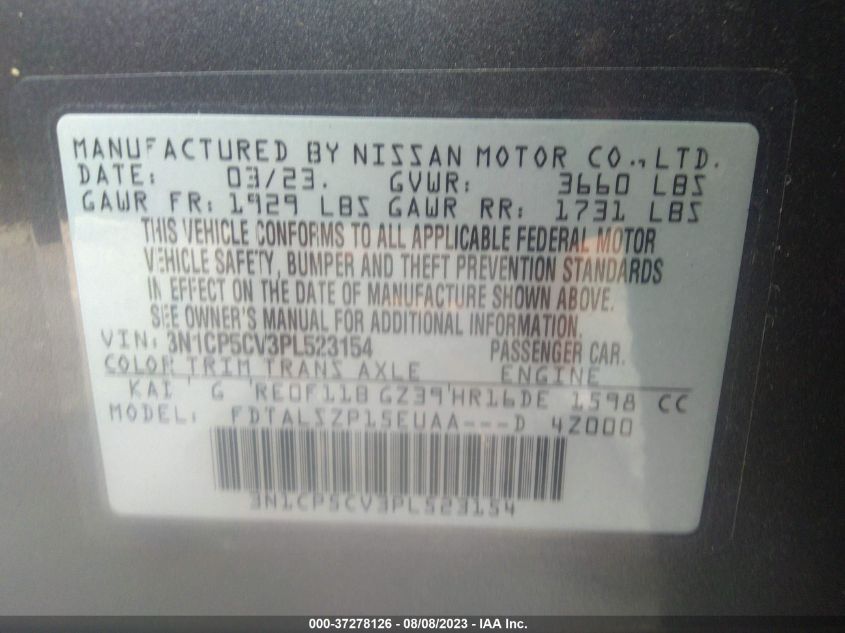 2023 NISSAN KICKS SV - 3N1CP5CV3PL523154
