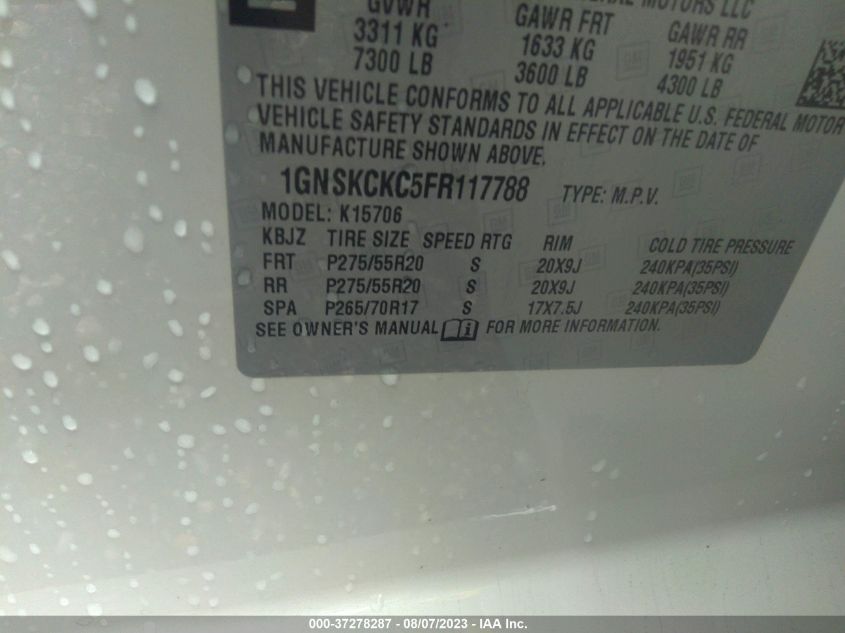2015 CHEVROLET TAHOE LTZ - 1GNSKCKC5FR117788