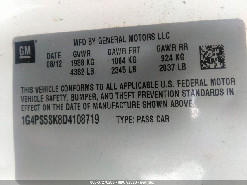 2013 BUICK VERANO LEATHER GROUP - 1G4PS5SK8D4108719