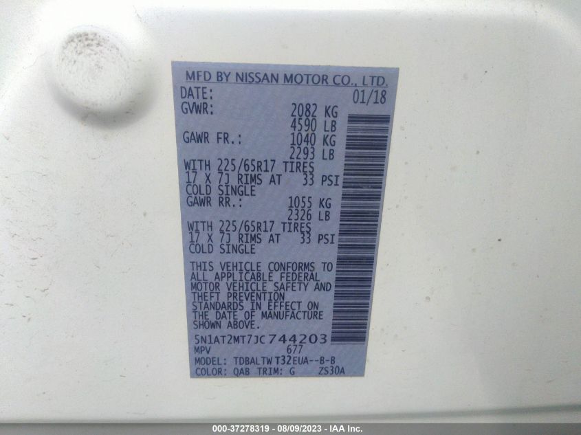 2018 NISSAN ROGUE SV - 5N1AT2MT7JC744203