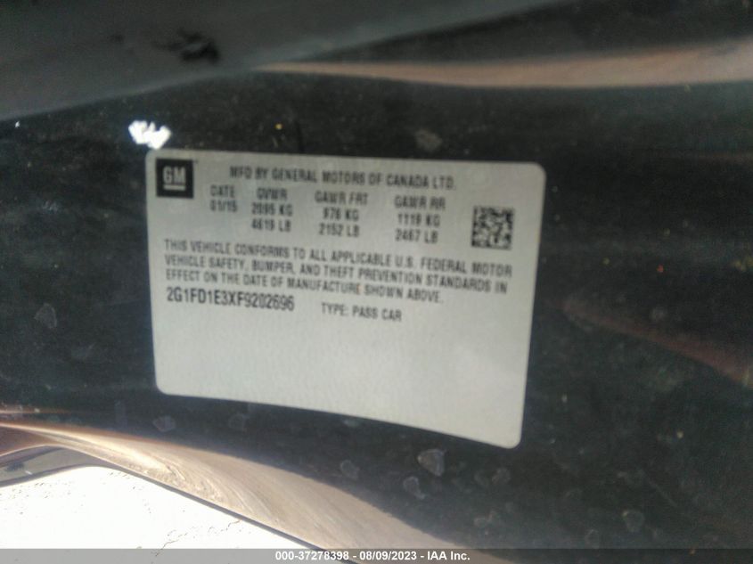 2015 CHEVROLET CAMARO LT - 2G1FD1E3XF9202696