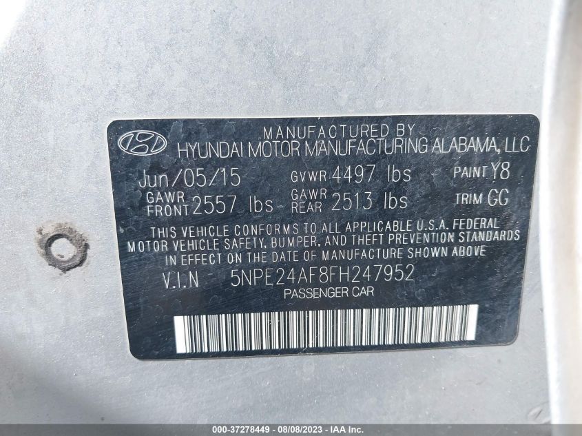 2015 HYUNDAI SONATA SE - 5NPE24AF8FH247952
