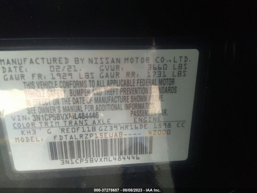 2021 NISSAN KICKS S - 3N1CP5BVXML484446