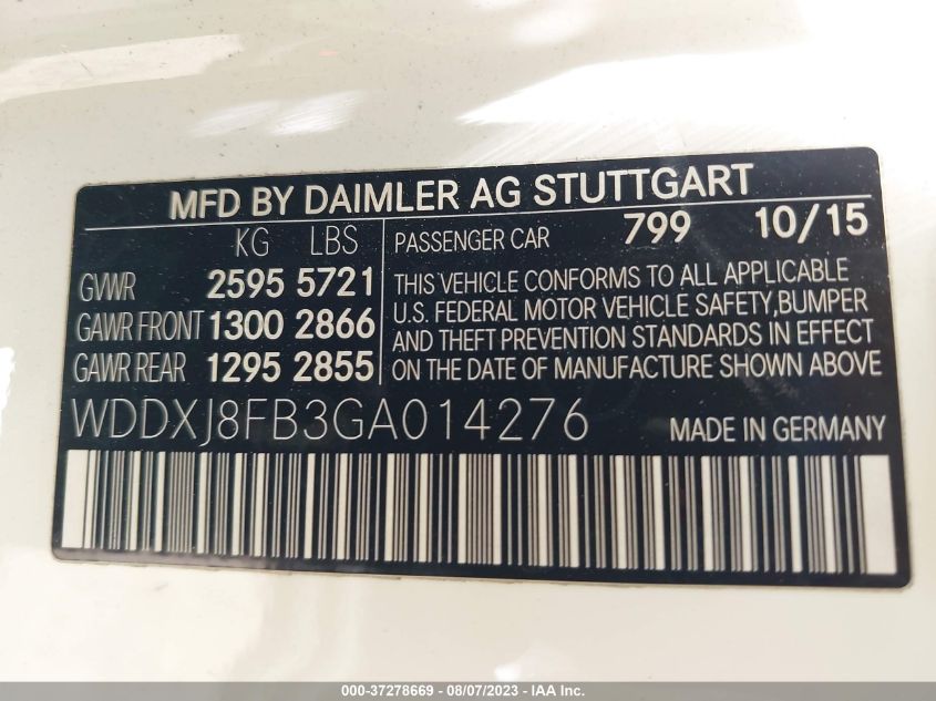 2016 MERCEDES-BENZ S-CLASS S550 - WDDXJ8FB3GA014276