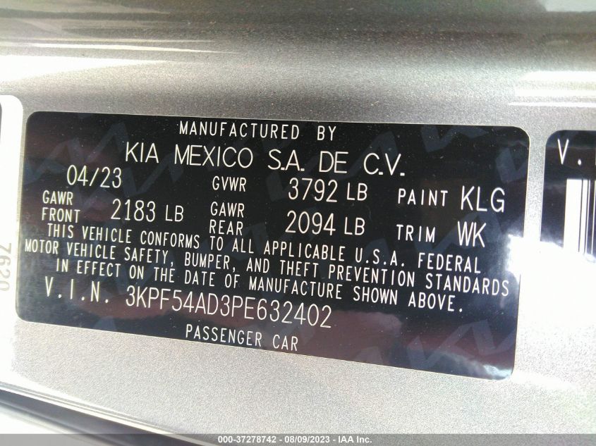 2023 KIA FORTE GT-LINE - 3KPF54AD3PE632402