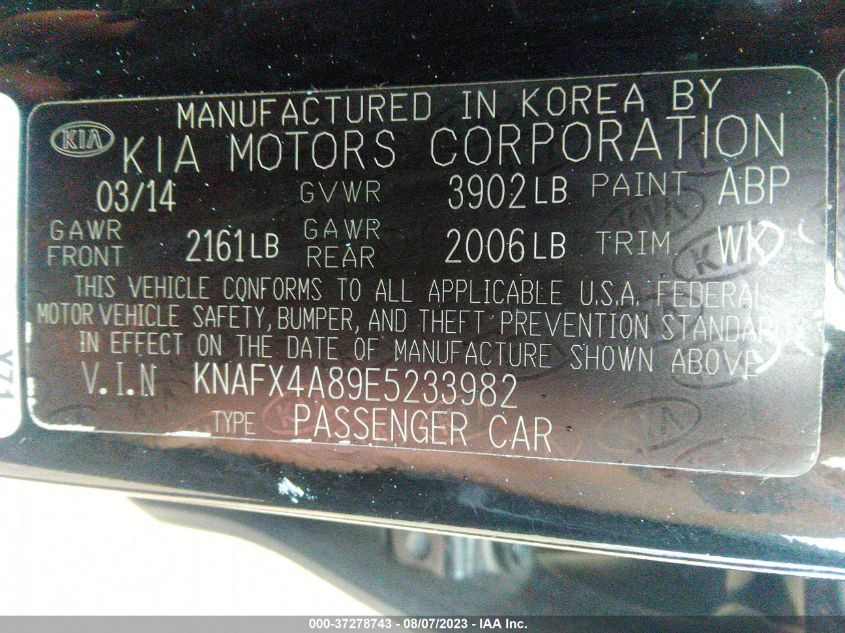 2014 KIA FORTE EX - KNAFX4A89E5233982