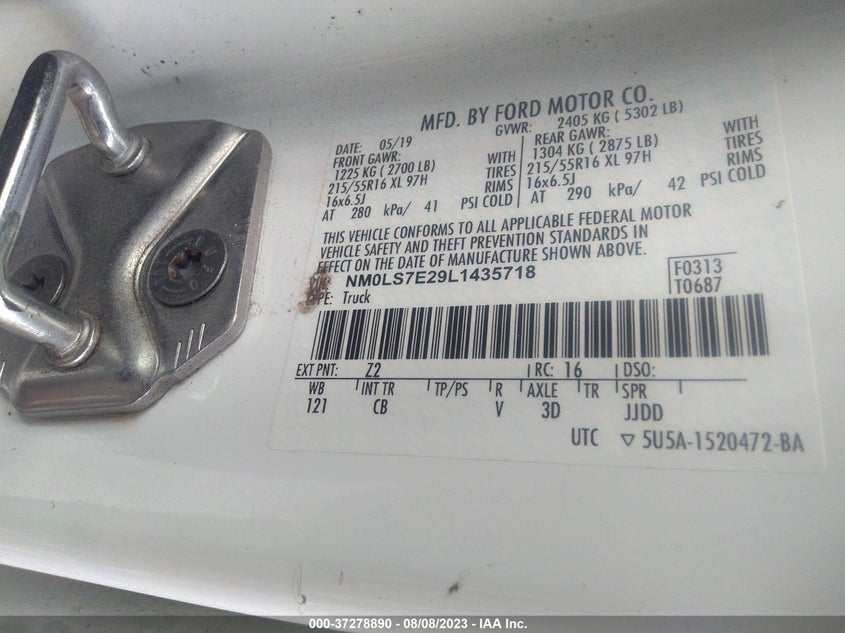 VIN NM0LS7E29L1435718 2020 FORD TRANSIT CONNECT VAN XL