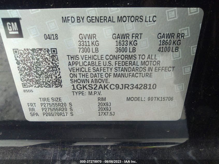 2018 GMC YUKON SLE - 1GKS2AKC9JR342810