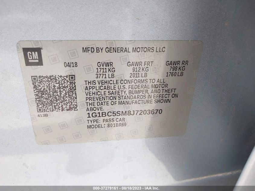 2018 CHEVROLET CRUZE LS - 1G1BC5SM8J7203670