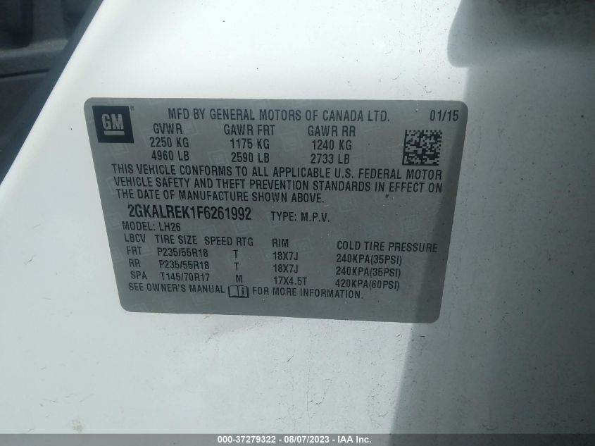 2015 GMC TERRAIN SLE - 2GKALREK1F6261992