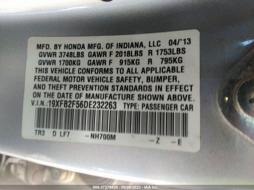 2013 HONDA CIVIC SDN LX - 19XFB2F56DE232263