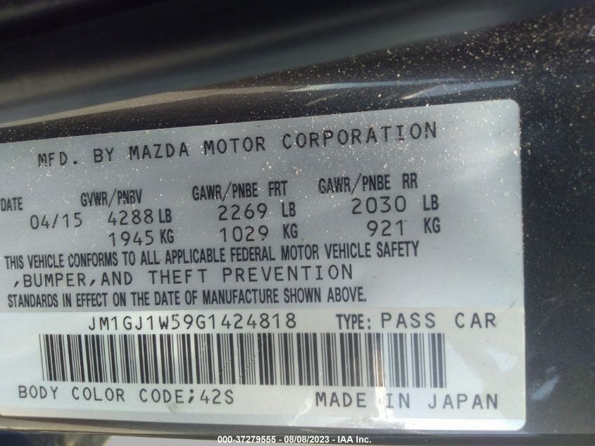 2016 MAZDA MAZDA6 I GRAND TOURING - JM1GJ1W59G1424818