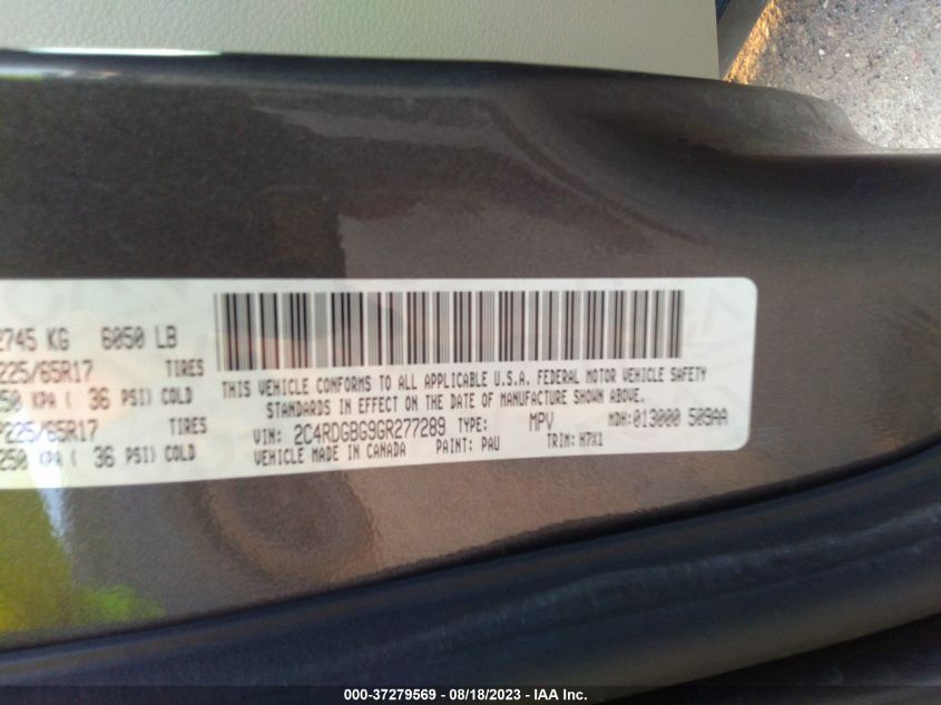 2016 DODGE GRAND CARAVAN AMERICAN VALUE PKG - 2C4RDGBG9GR277289