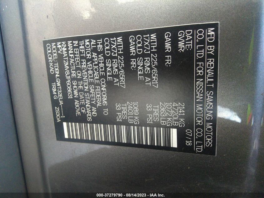 2018 NISSAN ROGUE SV - KNMAT2MV8JP608631