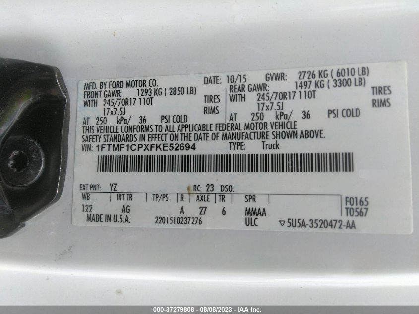 2015 FORD F-150 XL/XLT - 1FTMF1CPXFKE52694