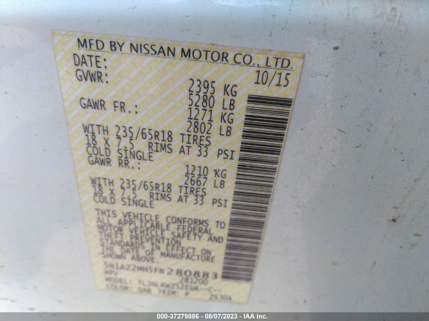 2015 NISSAN MURANO SL - 5N1AZ2MH5FN280883