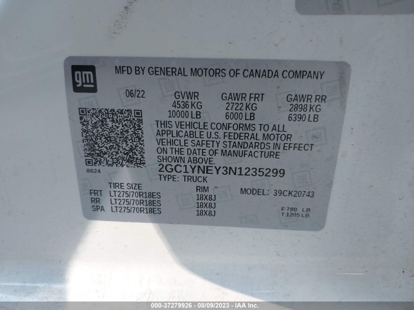 2023 CHEVROLET SILVERADO K2500 HEAVY DUTY LT - 1GC1YNEY7PF254594