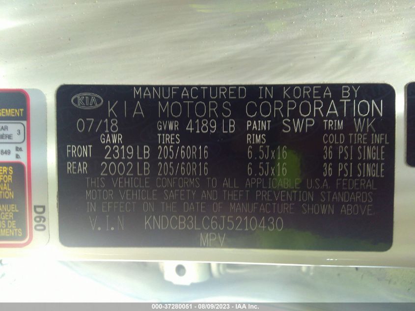 2018 KIA NIRO FE/LX - KNDCB3LC6J5210430