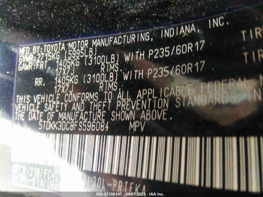 2015 TOYOTA SIENNA LE - 5TDKK3DC8FS596084