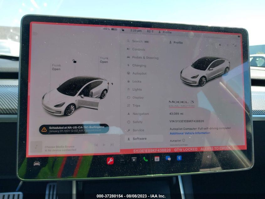 2019 TESLA MODEL 3 LONG RANGE/PERFORMANCE - 5YJ3E1EB9KF438826