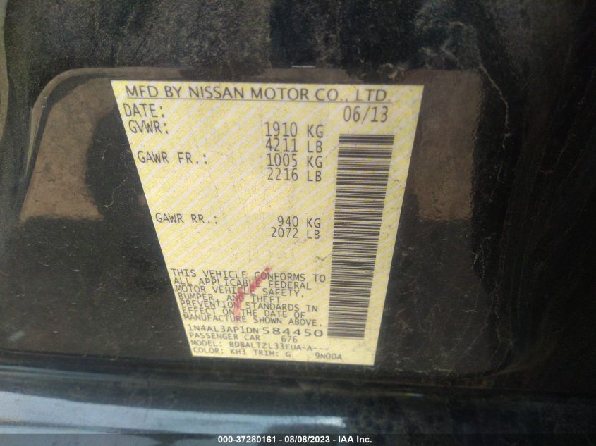 2013 NISSAN ALTIMA 2.5 SV - 1N4AL3AP1DN584450