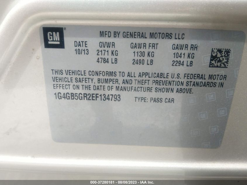 2014 BUICK LACROSSE LEATHER - 1G4GB5GR2EF134793