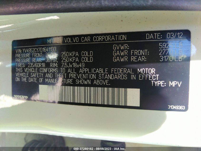 2013 VOLVO XC90 - YV4952CY7D1641133