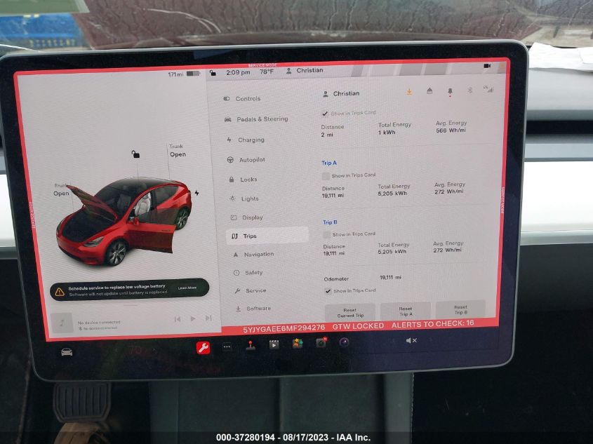 2021 TESLA MODEL Y LONG RANGE - 5YJYGAEE6MF294276
