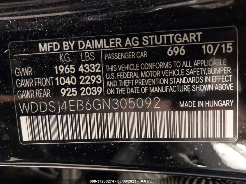 2016 MERCEDES-BENZ CLA CLA 250 - WDDSJ4EB6GN305092