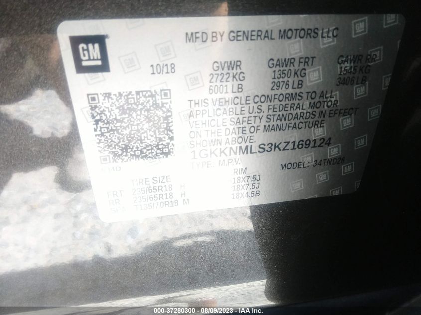 2019 GMC ACADIA SLT-1 - 1GKKNMLS3KZ169124