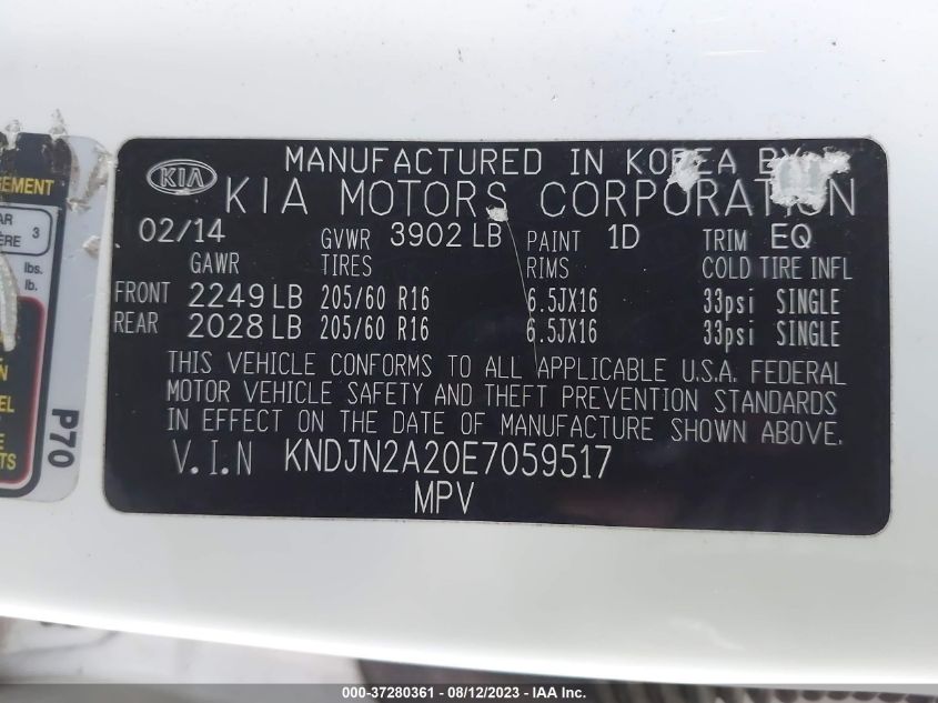 2014 KIA SOUL - KNDJN2A20E7059517