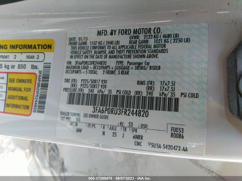 2015 FORD FUSION TITANIUM HYBRID - 3FA6P0RU3FR244820