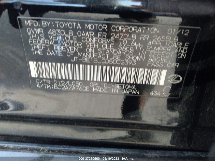 2013 LEXUS GS 350 - JTHBE1BL0D5002393