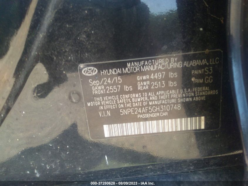 2016 HYUNDAI SONATA 2.4L SE - 5NPE24AF5GH310748