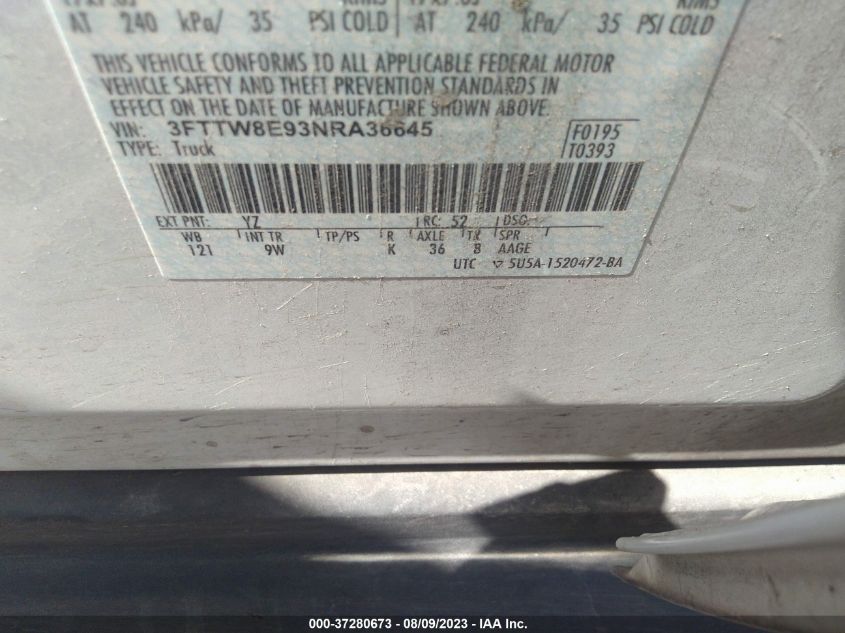 2022 FORD MAVERICK XL/XLT/LARIAT - 3FTTW8E93NRA36645