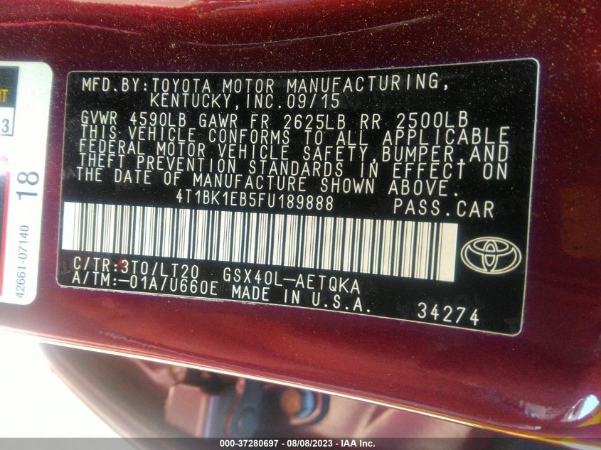 2015 TOYOTA AVALON LIMITED - 4T1BK1EB5FU189888