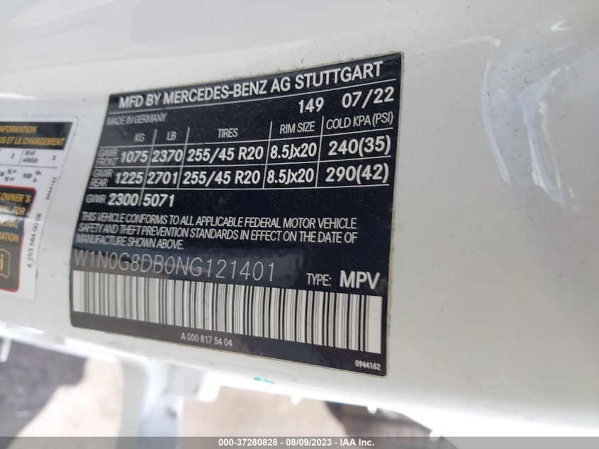 2022 MERCEDES-BENZ GLC GLC 300 - W1N0G8DB0NG121401