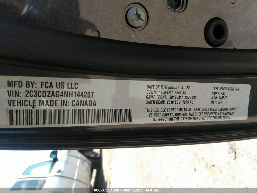 2022 DODGE CHALLENGER SXT - 2C3CDZAG4NH144207