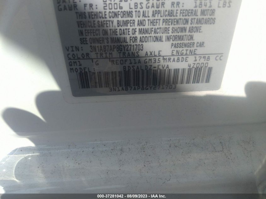 2016 NISSAN SENTRA SV - 3N1AB7AP8GY271703